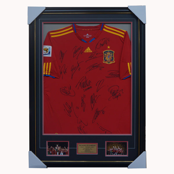 Spain 2010 World Cup Signed Jersey Framed With Photos Plaque