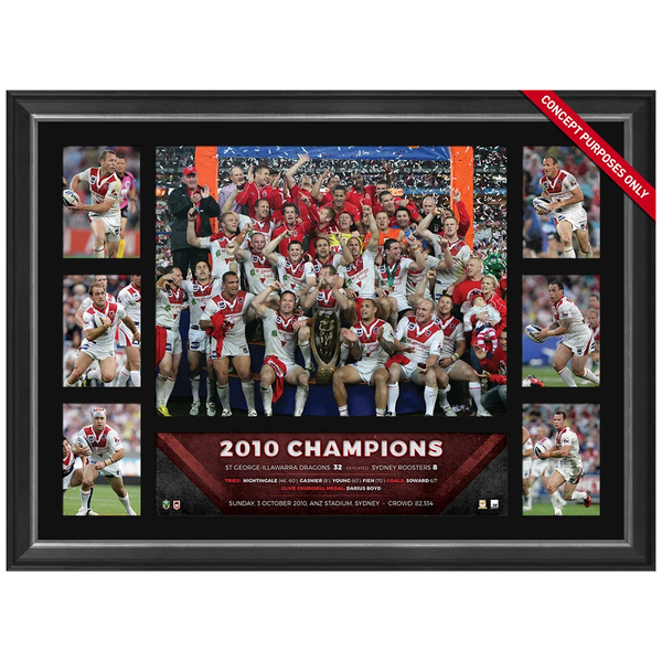 St Illawarra Dragons 2010 Nrl Premiers Deluxe Tribute Frame Dar