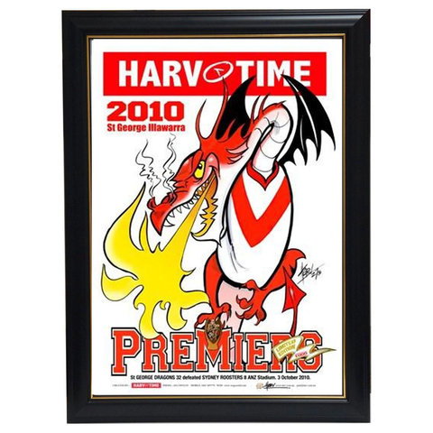 St George Illawarra Dragons 2010 Premiers Limited Edition Harv Time Print Framed - 3588