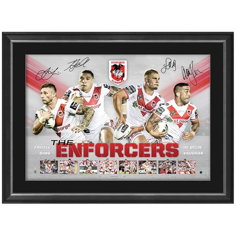 St George Illawarra Dragons Multi-signed Official Nrl Print Framed Belin Sims Frizell Vaughan - 3582