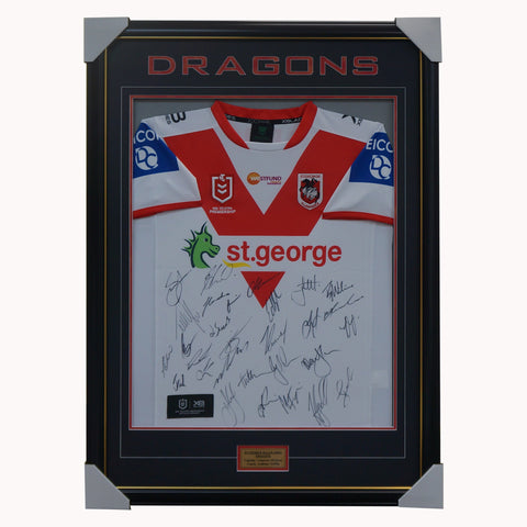St George Illawarra Dragons 2020 Signed Nrl Official Team Guernsey Framed - 4541