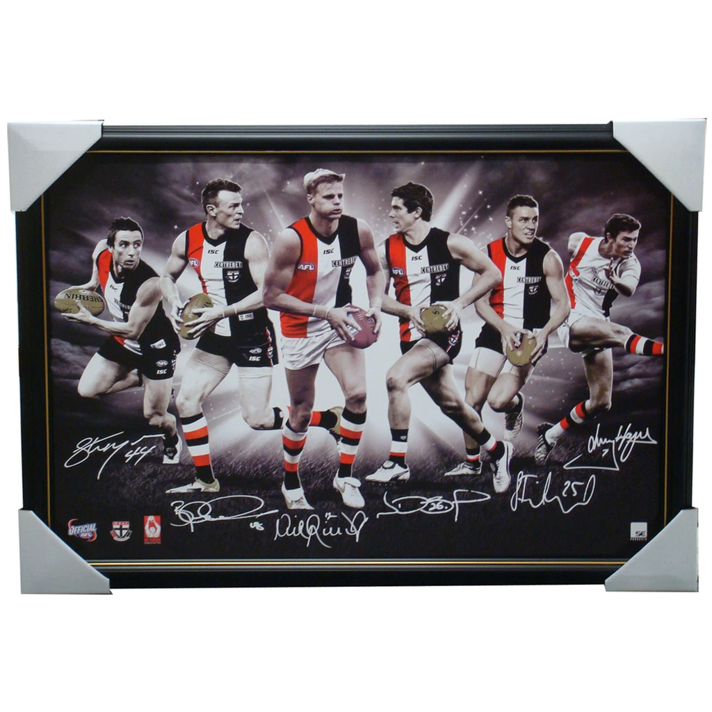 St Kilda 6 Player Signed Afl Poster Framed Riewoldt Montagna - 1458