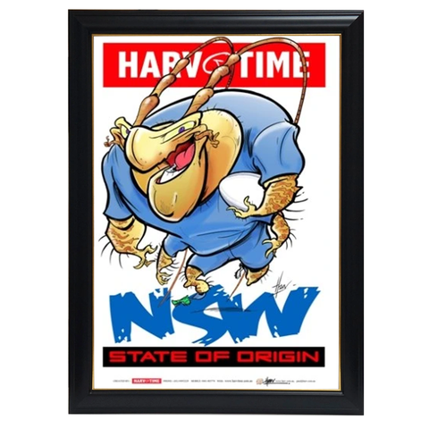 State of Origin Nsw Blues, Nrl Mascot Print Harv Time Print Framed - 4148