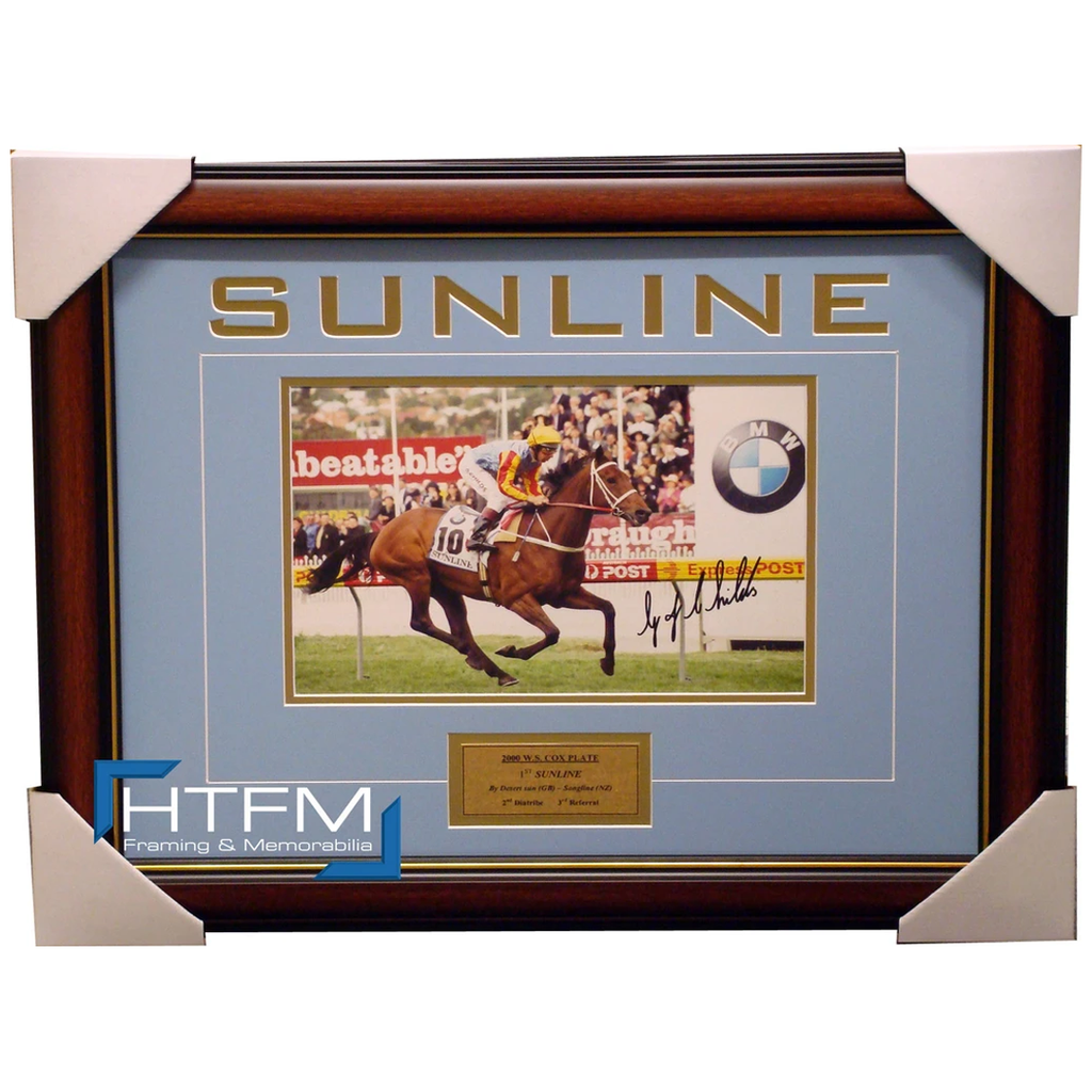 Sunline Signed Horse Racing 2000 Cox Plate Photo Framed Greg Childs - 1205
