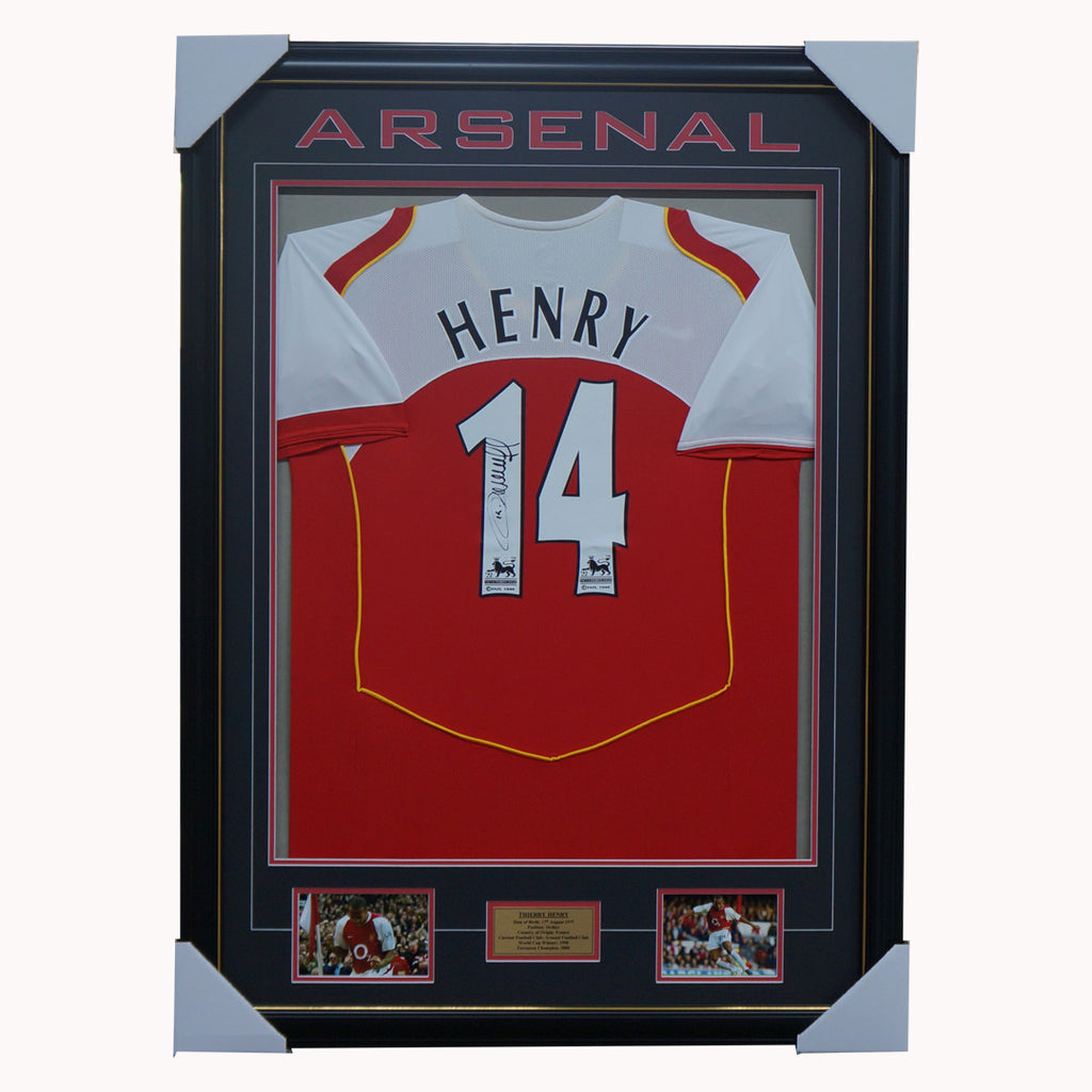 Thierry Henry Signed Arsenal #14 Jersey Framed with Photos and Plaque - 4508 TNT Express