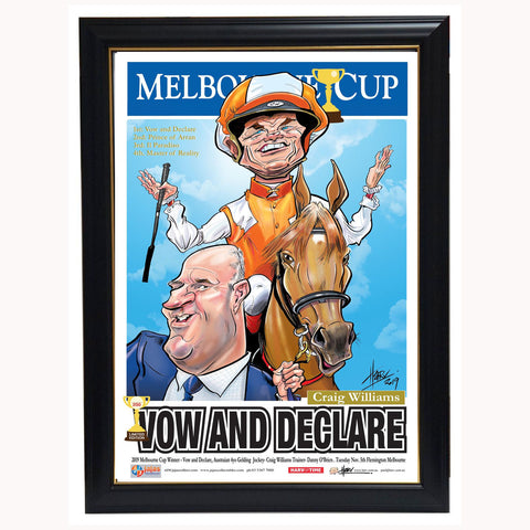 Vow & Declare 2019 Melbourne Cup Champion Harv Time Limited Edition Print Framed Craig Williams - 3904