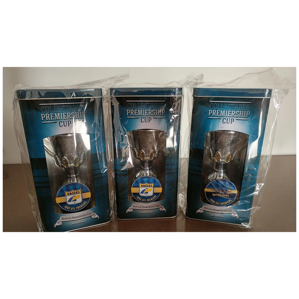 West Coast Eagles 1992 1994 2006 Premiership Official Replica Afl Cup in Tin Set - 2902