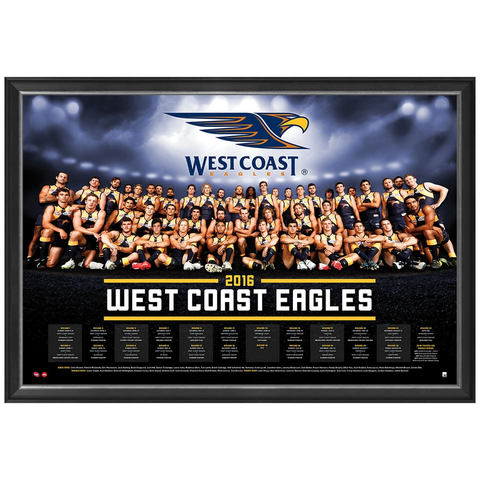 West Coast Eagles 2016 Official Afl Team Prints Framed Josh Kennedy Nic Naitanui - 2735