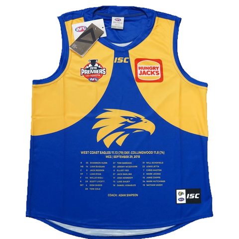West Coast Eagles 2018 Premiers Afl Isc Official Jumper Size Extra-large Xl in Stock - 3521