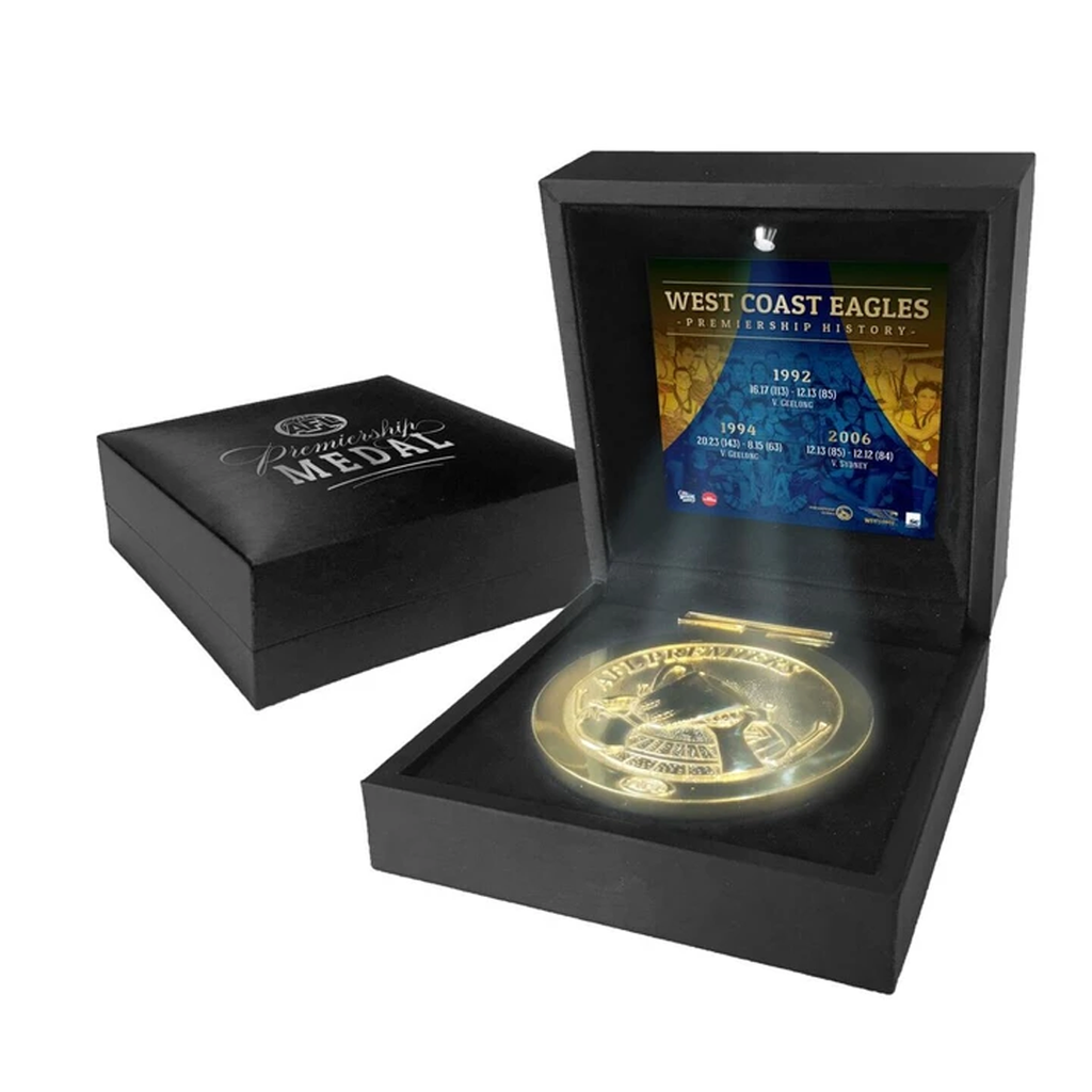 West Coast Eagles Boxed Premiers Medallion Led Lighting Black Display Box Official - 2999