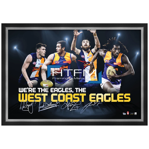 West Coast Eagles Four Player Facsimile Afl Official Licensed Print Framed - 1819