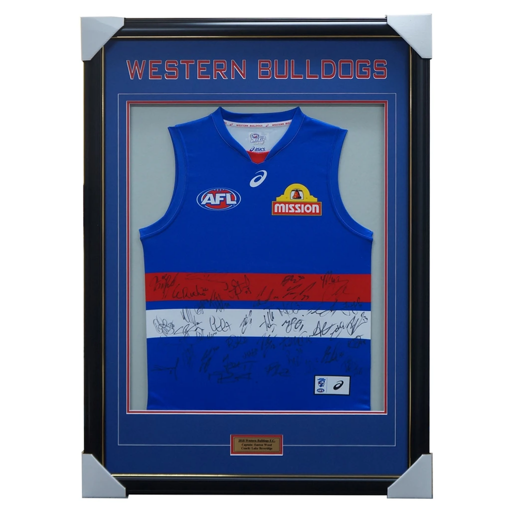 Western Bulldogs 2018 Signed Official Afl Team Jumper Framed Bontempelli + Coa - 3551
