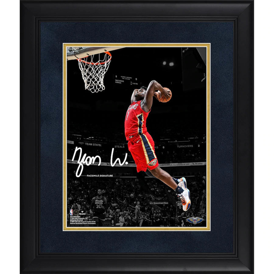 Zion Williamson New Orleans Pelicans Framed 11" x 14" Spotlight Photograph - Facsimile Signature Fanatics Official - 4619