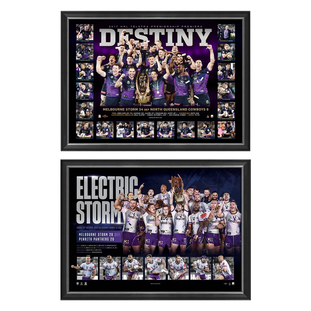 Melbourne Storm 2017 & 2020 Nrl Premiers Official Print Frame Package - 4563