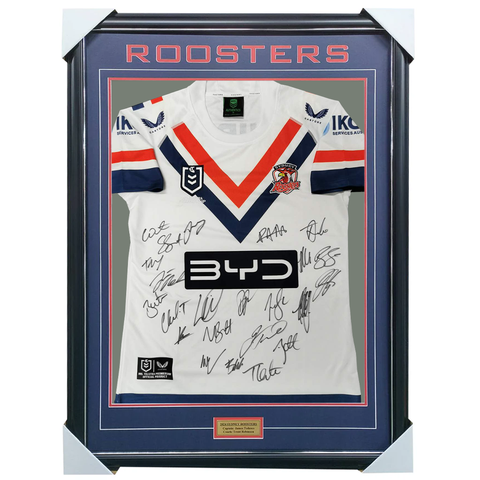 2025 Away Roosters Signed Team Jersey Framed - 7150
