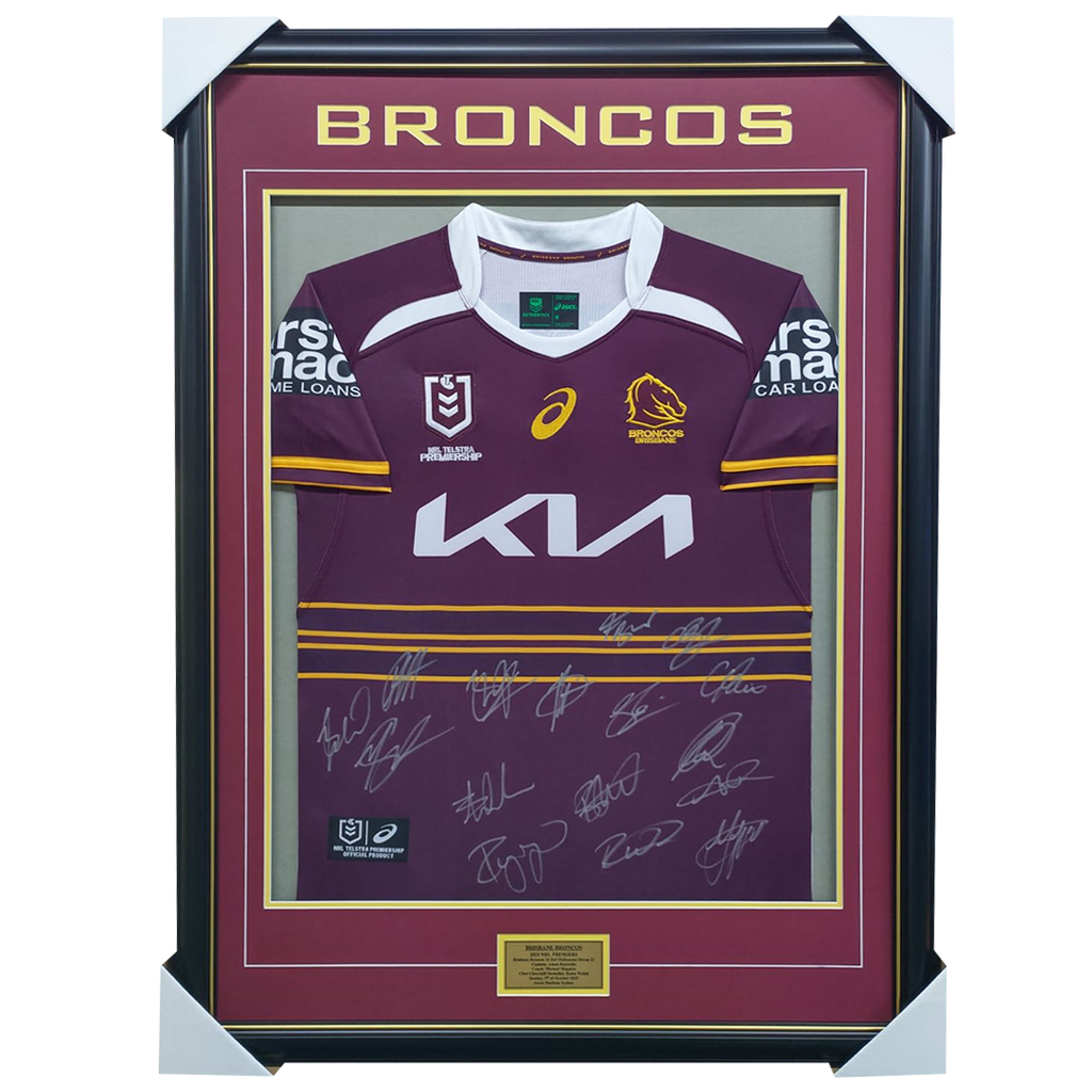 2025 Brisbane Broncos Team Signed Jersey Framed - 7173