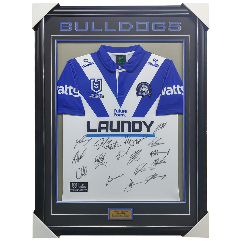 2025 Canterbury-Bankstown Bulldogs Team Heritage Signed Jersey Framed - 7175