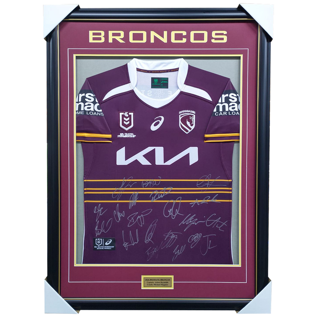 2026 Brisbane Broncos Team Signed Jersey Framed - 7540