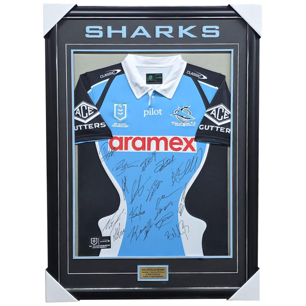 2026 Cronulla Sharks Signed Heritage Jersey Framed - 7592