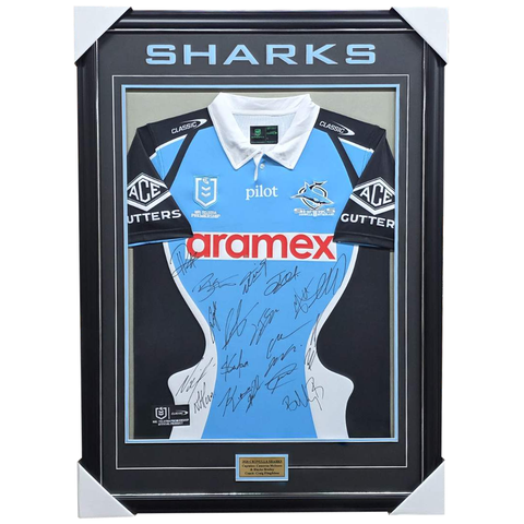 2026 Cronulla Sharks Signed Heritage Jersey Framed - 7592