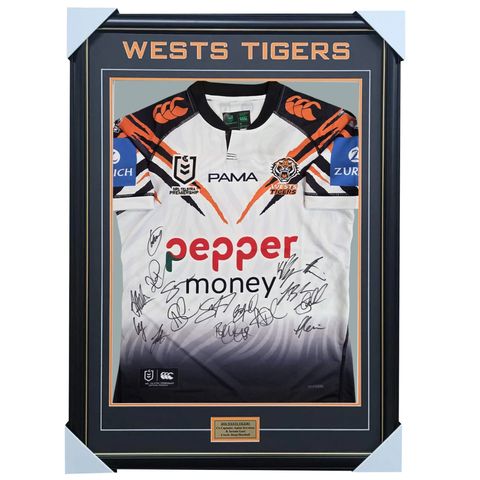 2026 Wests Tigers Away Team Signed Jersey Framed - 7538