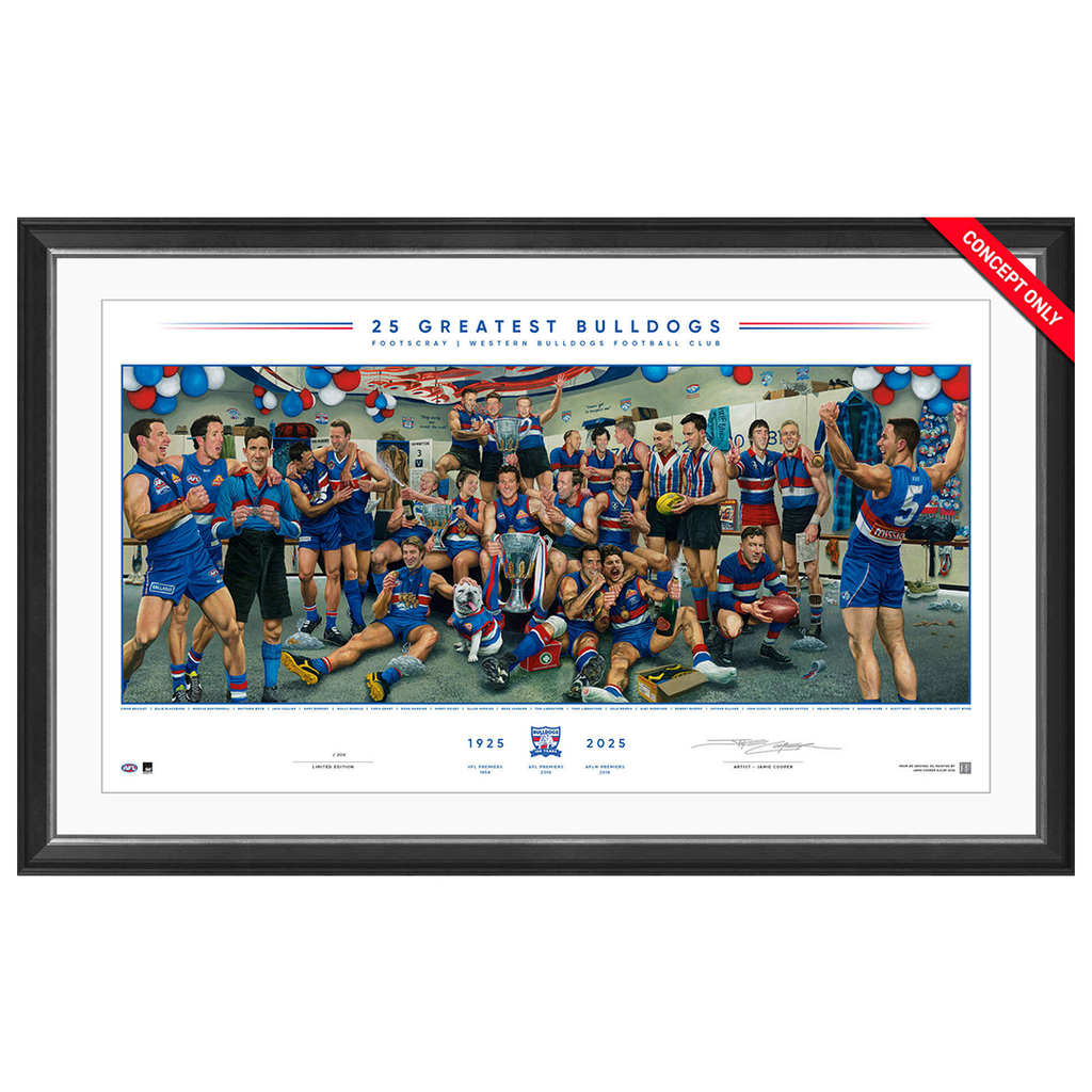 "25 Greatest Bulldogs" by Jamie Cooper Lithograph Framed - 7287