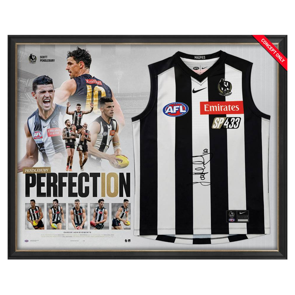 Scott Pendlebury Signed Collingwood Official AFL Record Breaking Guernsey Framed - 7521