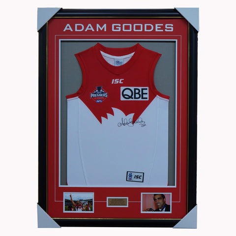 Adam Goodes Signed Sydney Swans 2012 AFL Premiers Jumper Framed Brownlow - 5809