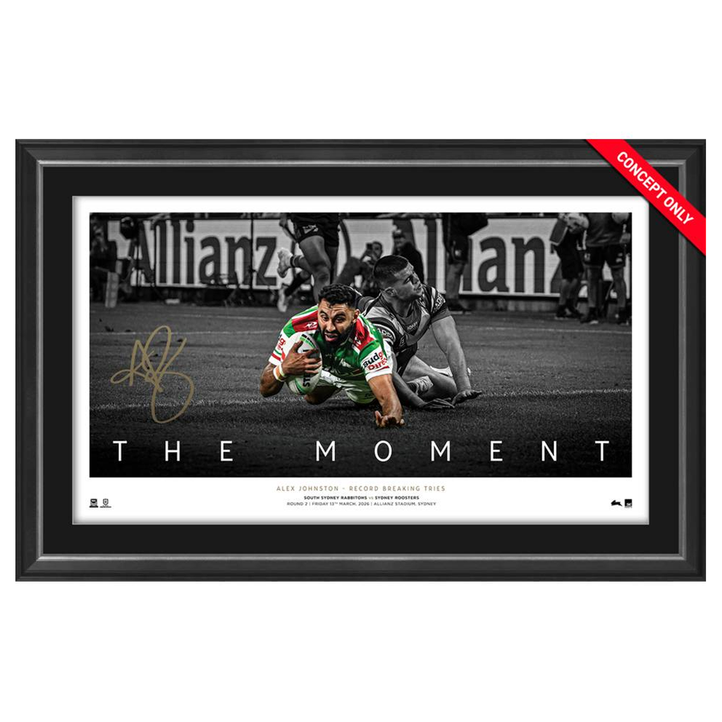 Alex Johnston 213 Official NRL South Sydney Rabbitohs Tries Icon Series Framed - 7422
