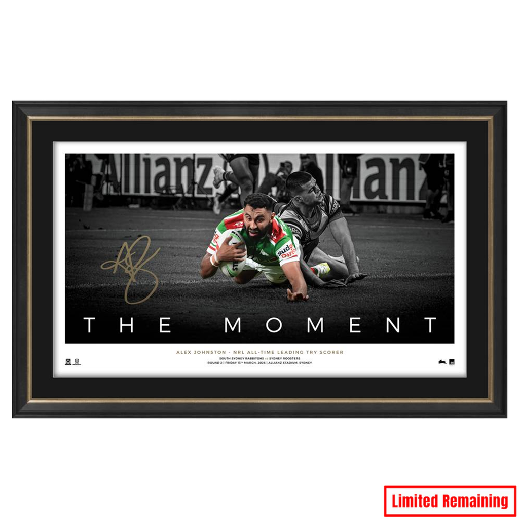 Alex Johnston 213 Official NRL South Sydney Rabbitohs Tries Icon Series Framed - 7422