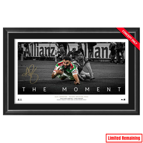Alex Johnston 213 Official NRL South Sydney Rabbitohs Tries Icon Series Framed - 7422