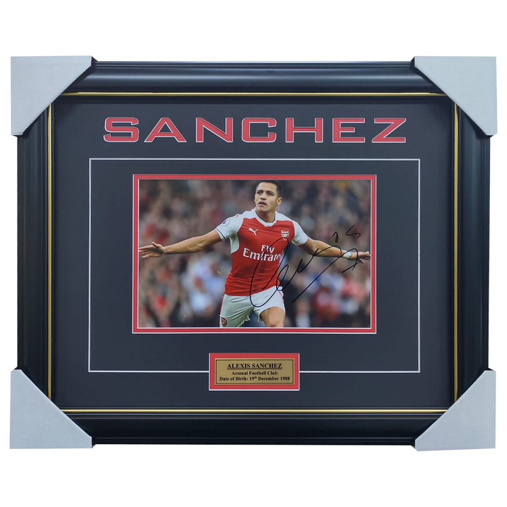 Alexis Sanchez Signed Arsenal Football Club Photo Framed With Plaque + Coa - 3236