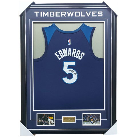 Anthony Edwards Minesota Timberwolves Signed Jersey Framed - 7485