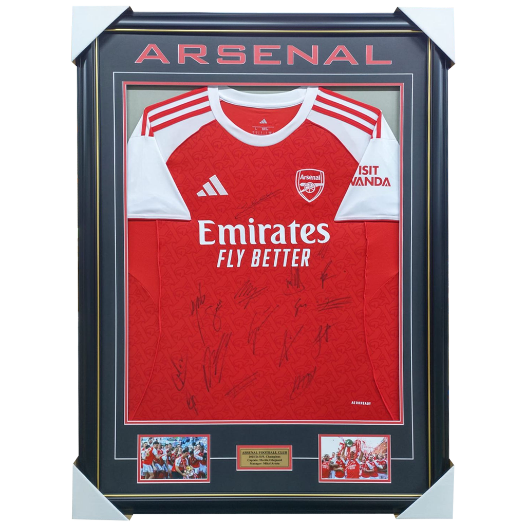 Arsenal Signed 2025/26 Team Signed Jersey Framed EPL Champions - 7234