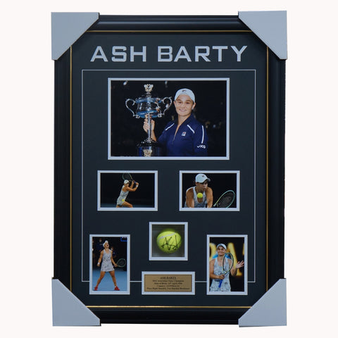 Ash Barty Signed Tennis Ball 2022 Australian Open Grand Slam Champion Collage Framed - 5650