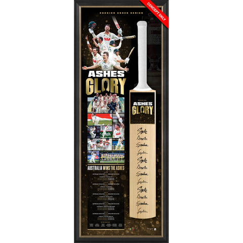 Australia 25/26 Ashes Glory Team Signed Official Bat Framed - 7355