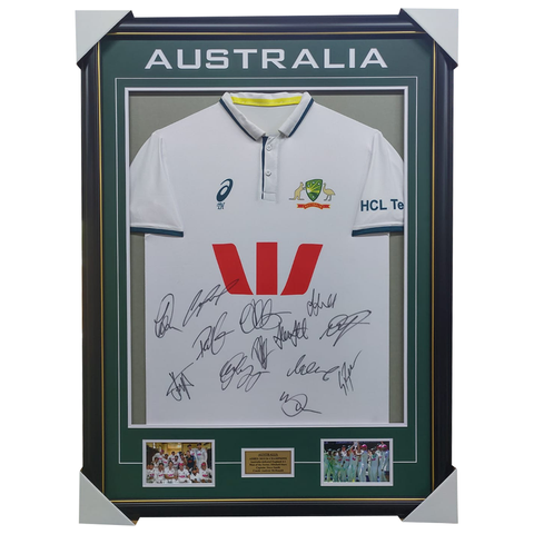 Australia Ashes 2025/26 Team Signed Jersey Cummins Smith Carey Framed - 7357