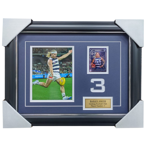Bailey Smith Geelong Signed Card Collage Framed - 7543