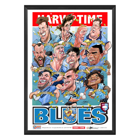 NSW Blues Stars, State of Origin, Harv Time Print Framed - 7369