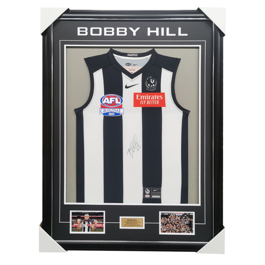 Bobby Hill Collingwood 2023 Premiers Signed Official Jumper Framed - 6083