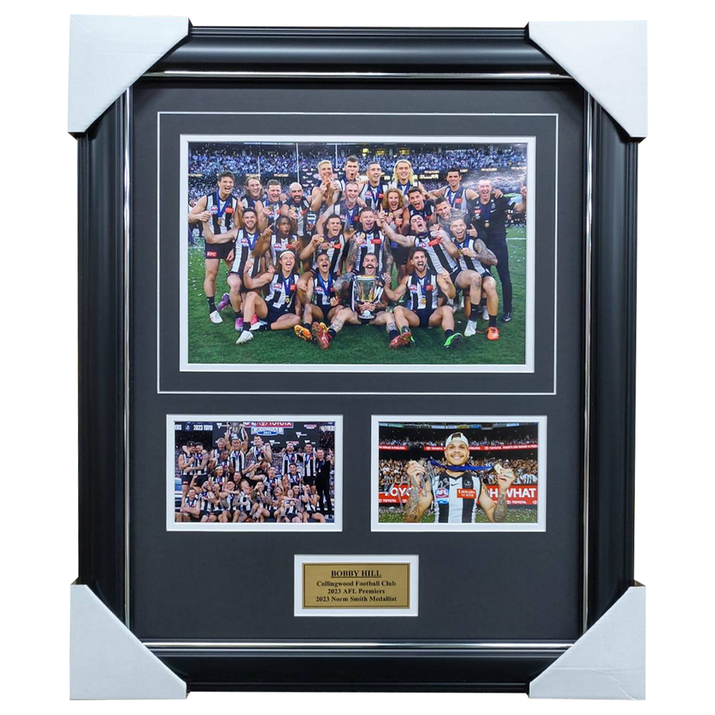 Bobby Hill Signed 2023 Premiere Collingwood Collage Framed Norm Smith  - 7182