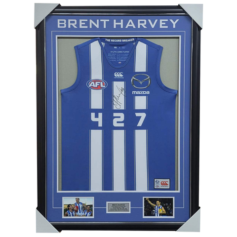 Brent Harvey Signed 427 Game North Melbourne AFL Jumper Framed - 7507