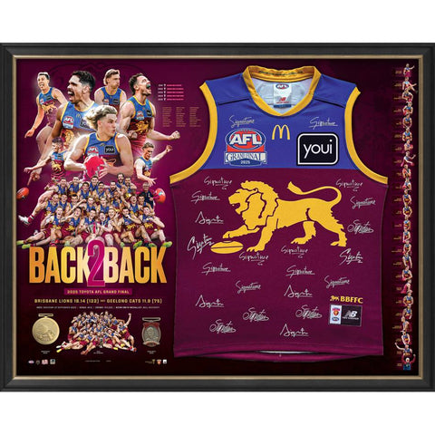 PRE-ORDER Brisbane Lions 2025 Premiership Team Signed Guernsey Framed - 7260