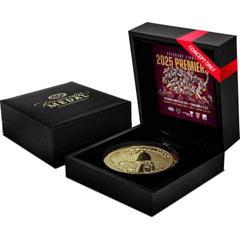 Brisbane Lions 2025 Official AFL Premiers Medallion in LED Box - 7267
