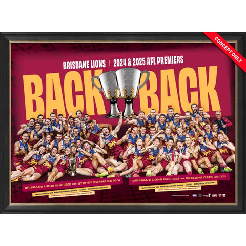 Brisbane Lions 2025 Premiers Official AFL Sportsprint Framed - 7266