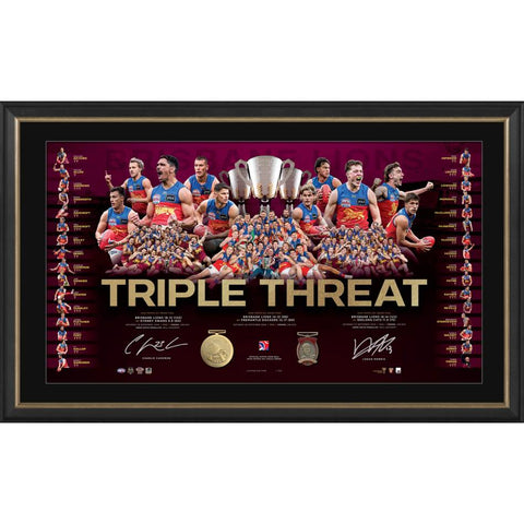 Brisbane Lions 2026 Premiers Dual Signed Official AFL Lithograph Framed Charlie Cameron & Logan Morris - 7635