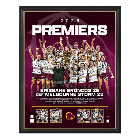 Brisbane Broncos 2025 NRL Premiers Official Sportsprint Framed - 7309