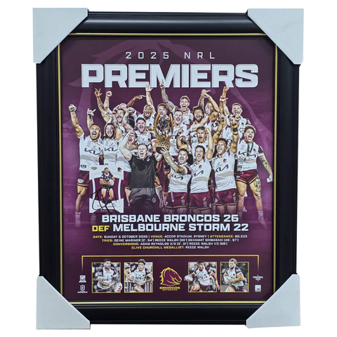 Brisbane Broncos 2025 NRL Premiers Official Sportsprint Framed + Signed Card Patrick Carrigan - 7330