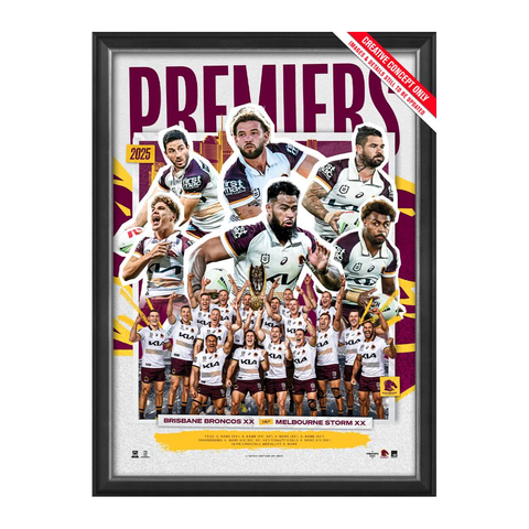 Brisbane Broncos 2025 NRL Premiers Official Sportsprint Framed - 7294