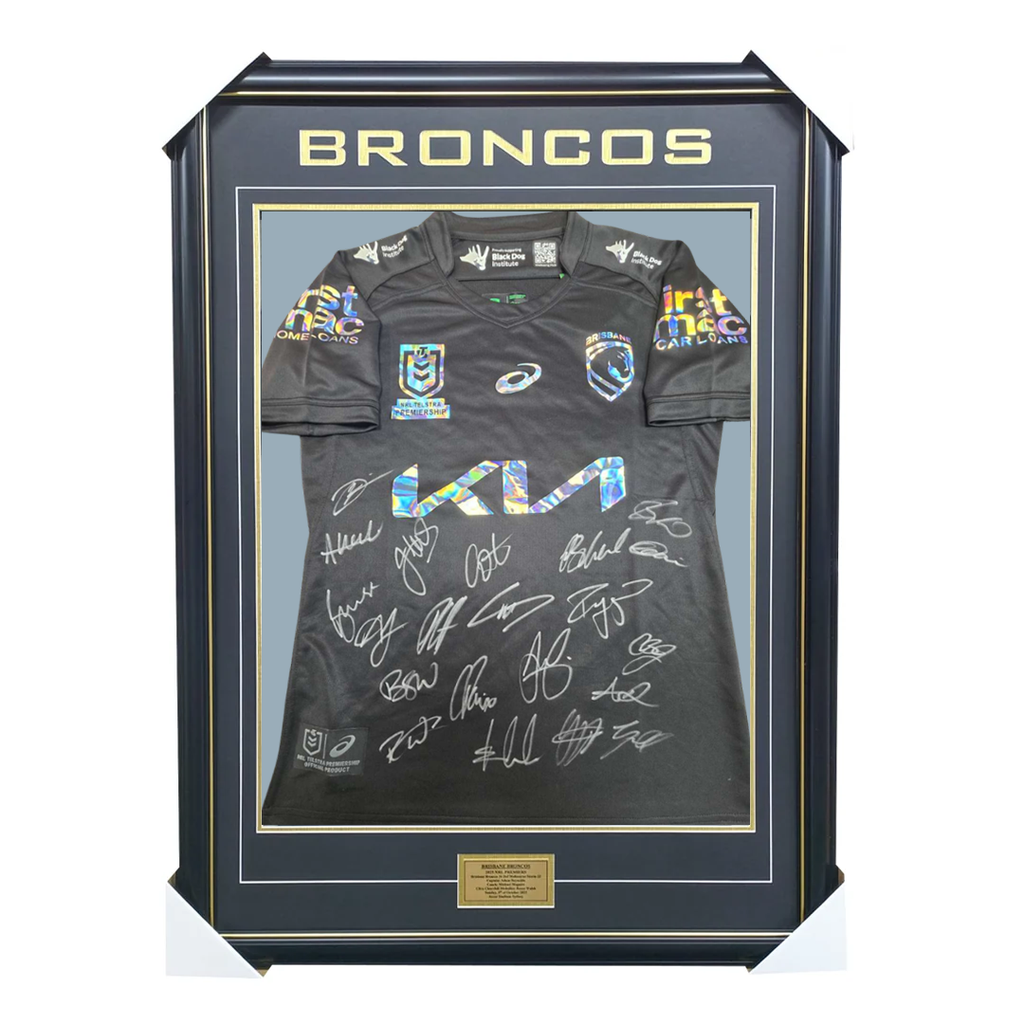 Brisbane Broncos 2026 Team Signed Black Jersey Framed - 7683